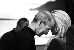 Steve Jobs with his wife at his last ever keynote presentation